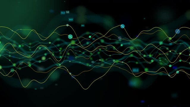3d visual Finance graph with made of particles and numbers which Complex loop animation graphs animation of up and down graph
