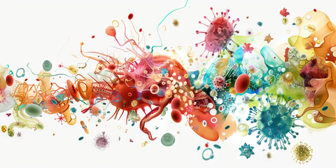 The Microbial Menagerie: The Animal in Microscopic World and Microbiological Study - Picture an animal in a microscopic world, symbolizing its role in microbiological study and research