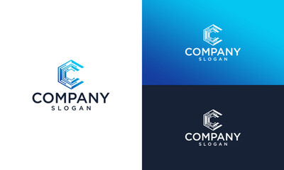 letter c abstract technology logo design vector