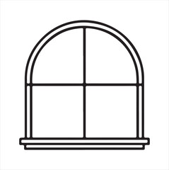 A line-drawn illustration of a window or mirror in black and white. 