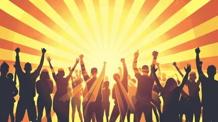 A group of people are standing together and holding hands