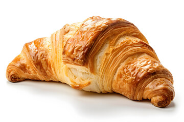 Croissant side view isolated on white background