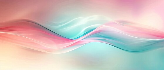 Fototapeta premium Abstract pastel gradient background with flowing waves in soft pink, blue, and cream colors. Ideal for design, backdrop, and creative projects.