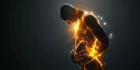 Hepatitis: The Jaundice and Abdominal Pain - Picture a person with highlighted liver showing inflammation