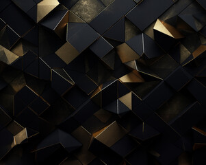 Obraz premium black and gold 3D geometric background. Modern wallpaper, classic style, GenerativeAI, luxury background