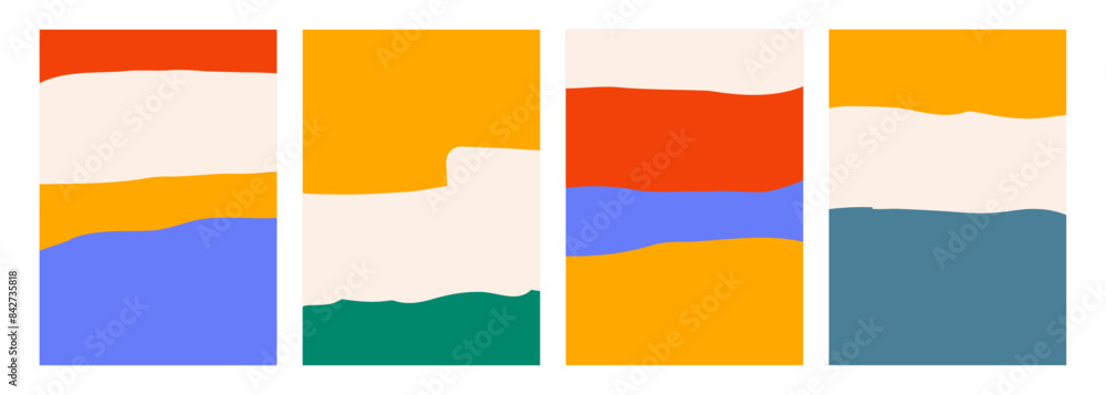 Fototapete set of abstract backgrounds with color hand drawn layers for creative graphic design. vector illustr