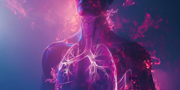 Chronic Obstructive Pulmonary Disease (COPD): The Shortness of Breath and Chronic Cough - Picture a person with highlighted lungs showing obstructed airways