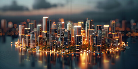 Fototapeta premium Urban Planning and Design: Innovative Workspace with 3D City Models, Augmented Reality Urban Simulations, and Sustainable Architecture Concepts.