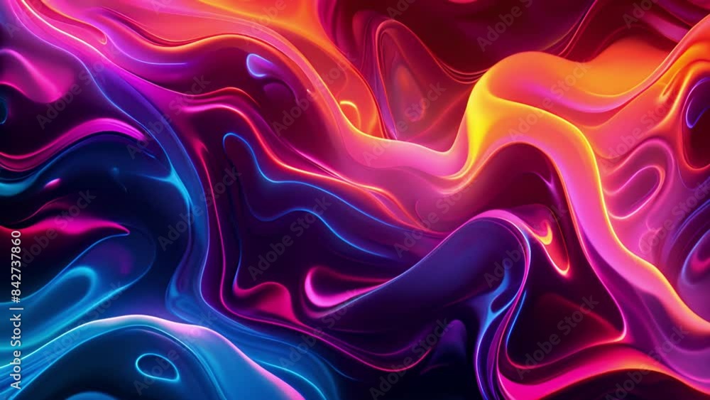 Aufkleber a digital rendering of abstract, swirling liquid with vibrant blue and red neon colors, creating a d