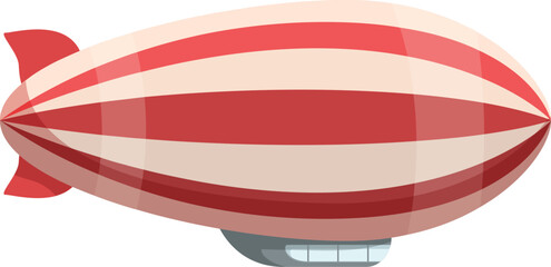 Red and white striped blimp flying in the sky