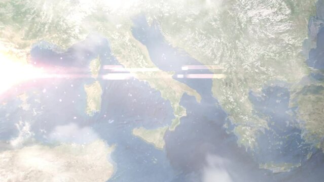 Zoom in from space and focus on Eboli, Italy. 3D Animation. Background for travel intro. Elements of this image furnished by NASA