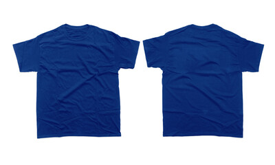 Unisex Vintage Royal Blue Heavyweight Short Sleeves T-Shirt Front and Back View Isolated