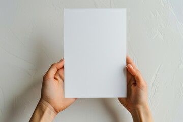 Obraz premium Blank paper mockup on hand created with generative AI