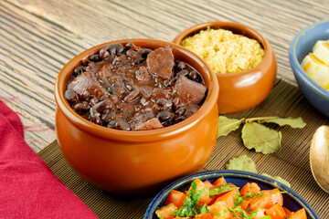 Brazilian Feijoada Food black bean stew with bacon, pork sausage and dried meat