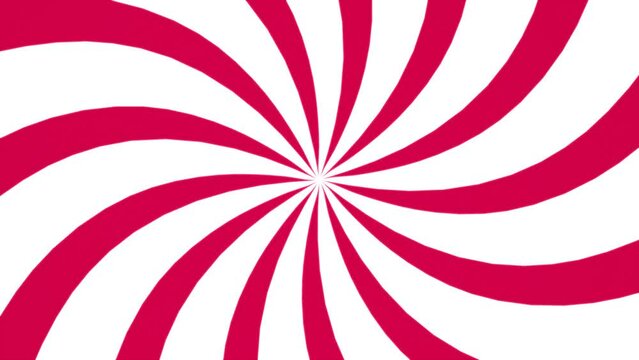 Abstract loop rotating animation of red and white stripes 4k footage