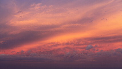 Nature background.Colorful sky  with clouds at sunset