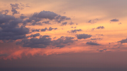 Nature background.Colorful sky  with clouds at sunset