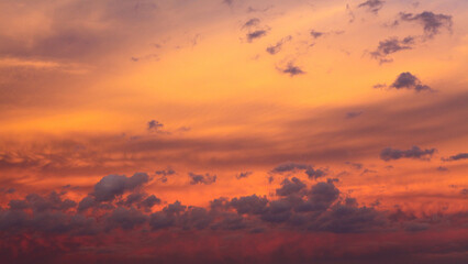 Nature background.Colorful sky  with clouds at sunset