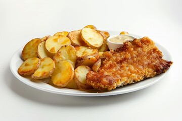 Delectable Baked Fish and Chips with Golden Brown Pollock