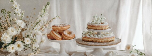 One year birthday celebration. Party decor for children holiday. A birthday cake.