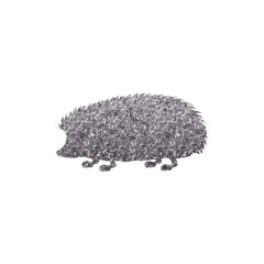 Glamorous Hedgehog Silhouette with Radiant Silver Hexagon Glitter Texture, Transparent Background