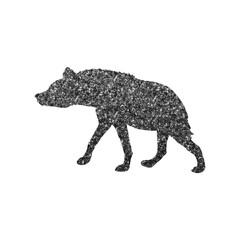 Sophisticated Hyena Silhouette with Elegant Anthracite Hexagon Glitter Texture, Clear Background