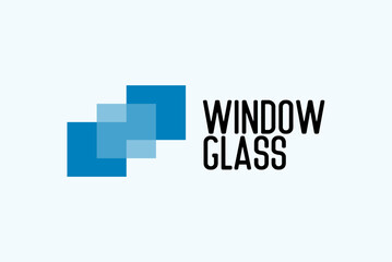 Square glass windows logo design template 