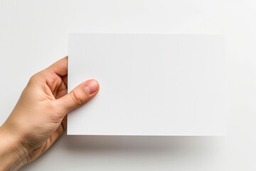 Blank paper mockup on hand created with generative AI