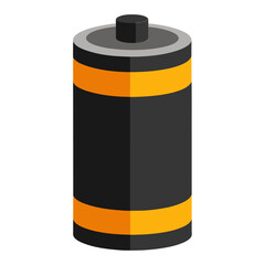 Black and yellow battery icon in a flat style on white background