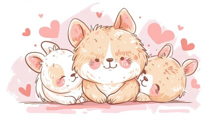 A couple of small dogs sitting next to each other