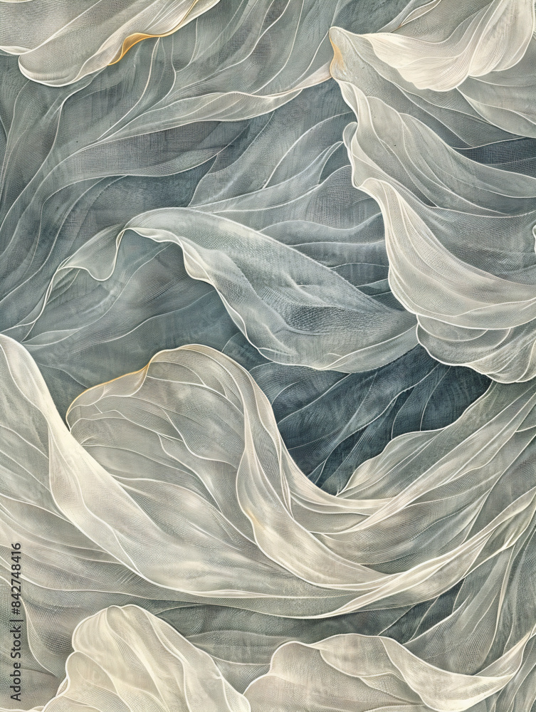 Poster elegant flowing fabric design with soft waves and gradient colors ideal for luxurious and modern tex