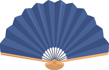 Beautiful blue hand fan open, showing traditional japanese style