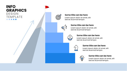 Infographic template. Mountain with icons and 5 steps