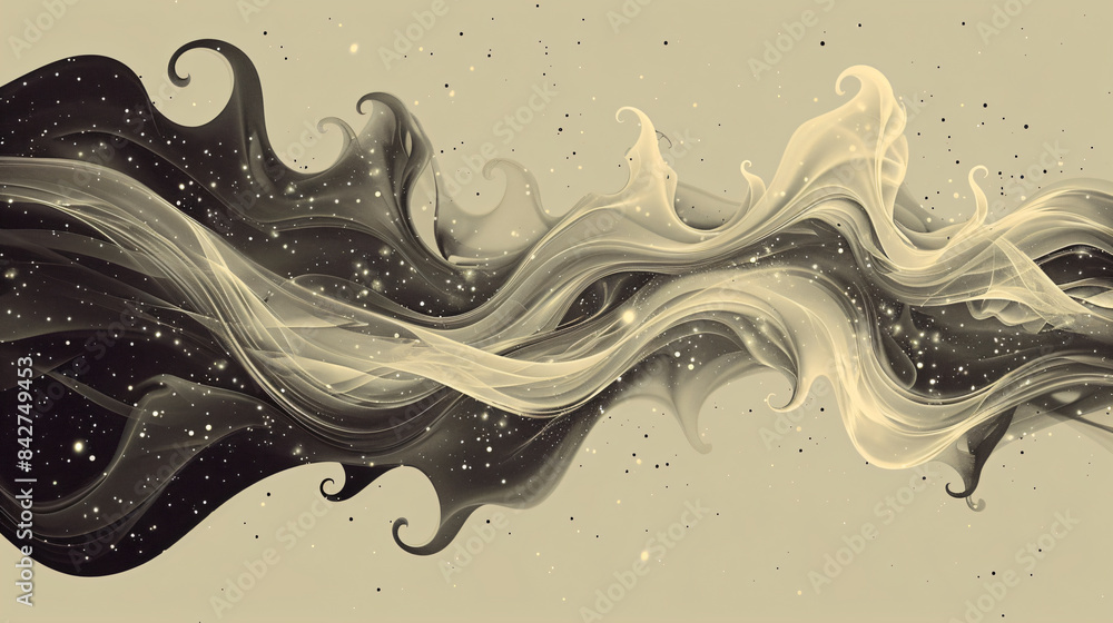 Poster monochrome abstract waves with dynamic flowing lines. perfect for modern backgrounds, elegant design