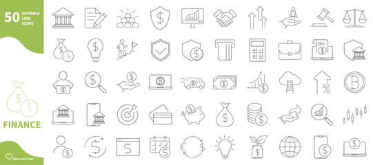 Finance icon. Set of icons for banking, business, money, growth,...