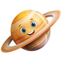 Fototapeta premium Saturn with a Ring and a Hat - Isolated on Transparent Background - Fun Astronomy Concept - Planet Saturn - Vector Illustration