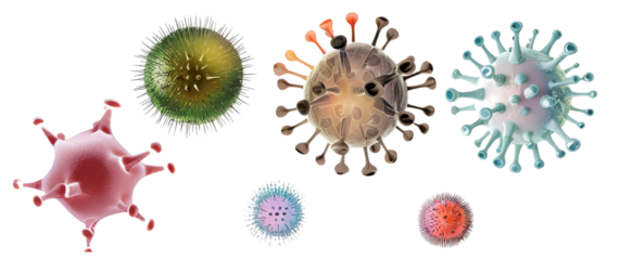 Set of microbes and viruses Isolated on Transparent Background