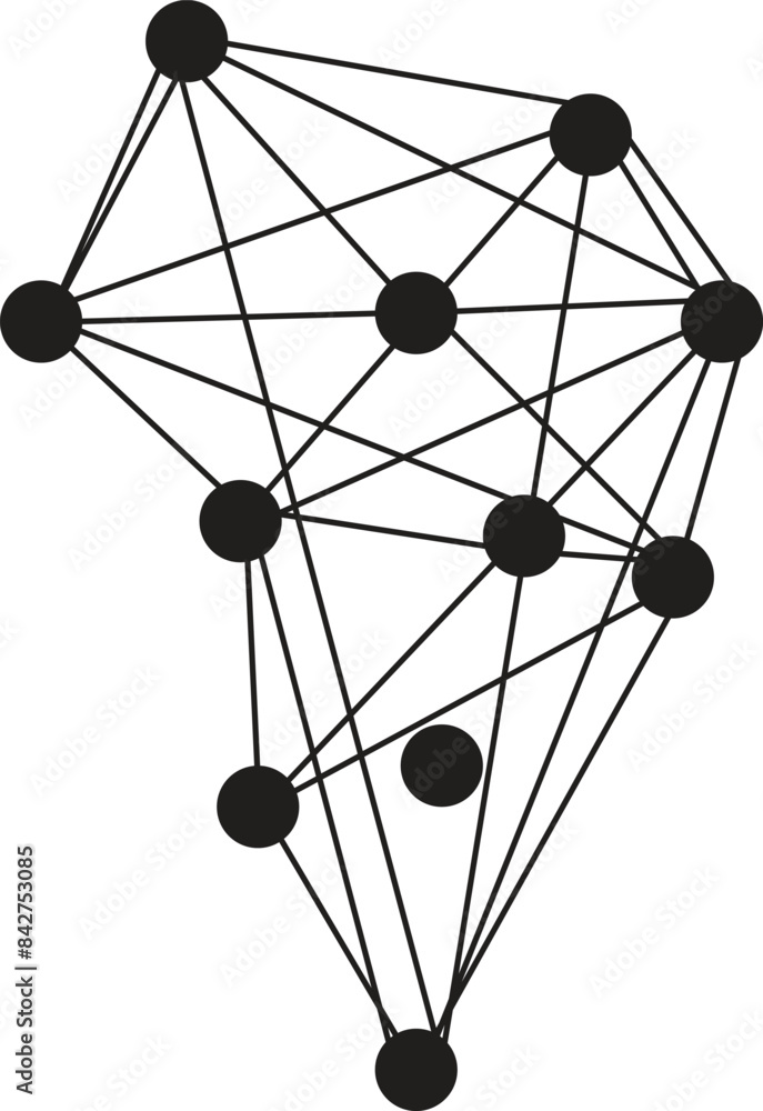 Poster network technology connecting dot isolated on transparent. abstract plexus technology futuristic net