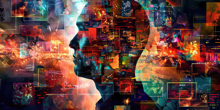 Visionary Leader: Abstract vision board with inspirational images and words, representing forward-thinking leadership.