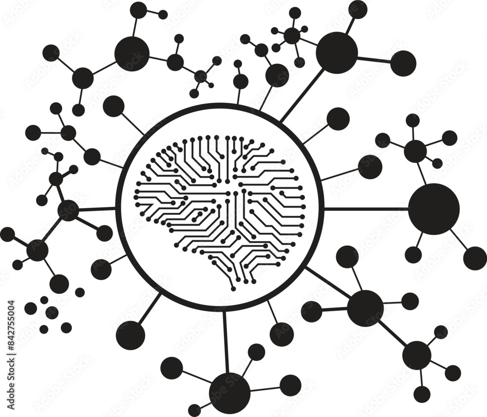 Poster conceptual technology illustration of artificial intelligence. ai digital brain. robotics concept. h