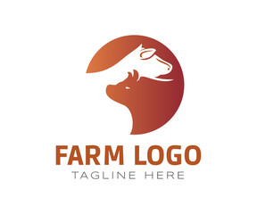 Farm logo icon design template elements. Livestock logo concept with pig and cow elements. Usable for Branding and Business Logos.
