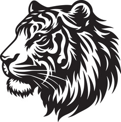 Tiger Head Silhouette Vector Art illustration