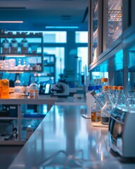 The biotechnology laboratory has advanced equipment to conduct cutting-edge research and experiments in genetic engineering, pharmaceuticals, and biochemistry.