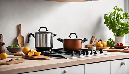 Kitchen with cutlery on the table