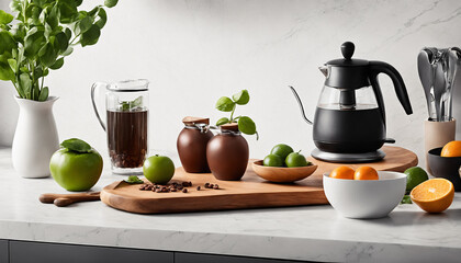 Kitchen with fruit on the table