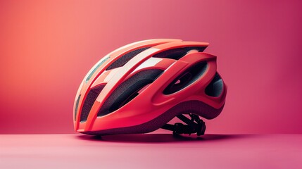 Stylish Pink Bicycle Helmet on Gradient Pink Background - Modern Safety Gear for Cyclists
