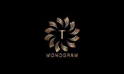 Luxury artistic monogram design template with initial letter T. Elegant, refined logo in vector illustration