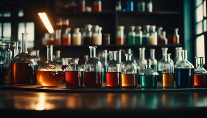 Chemical liquids in a flask