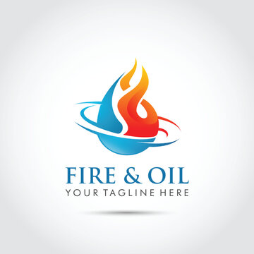 Fire & Oil Logo Template. Vector Illustrator