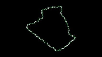 green on black algeria country map line border animation